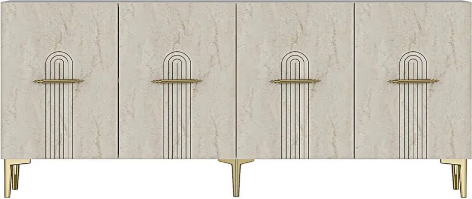 Ida 180 - White, Travertine, Gold