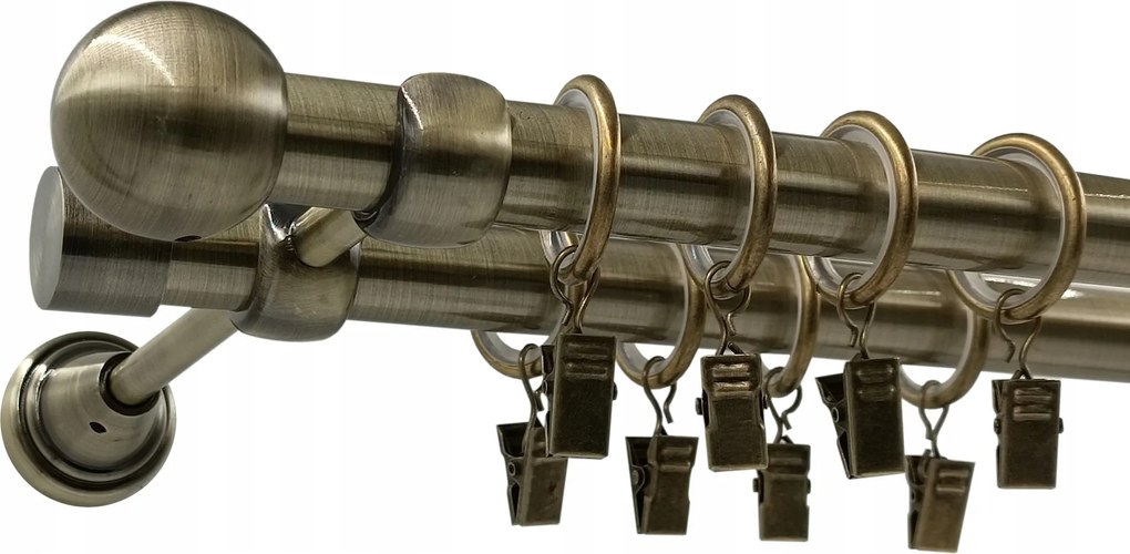 Lux Fém Függönykarnis 19+19mm galvanizált Arany Antik 360cm MIX Végek