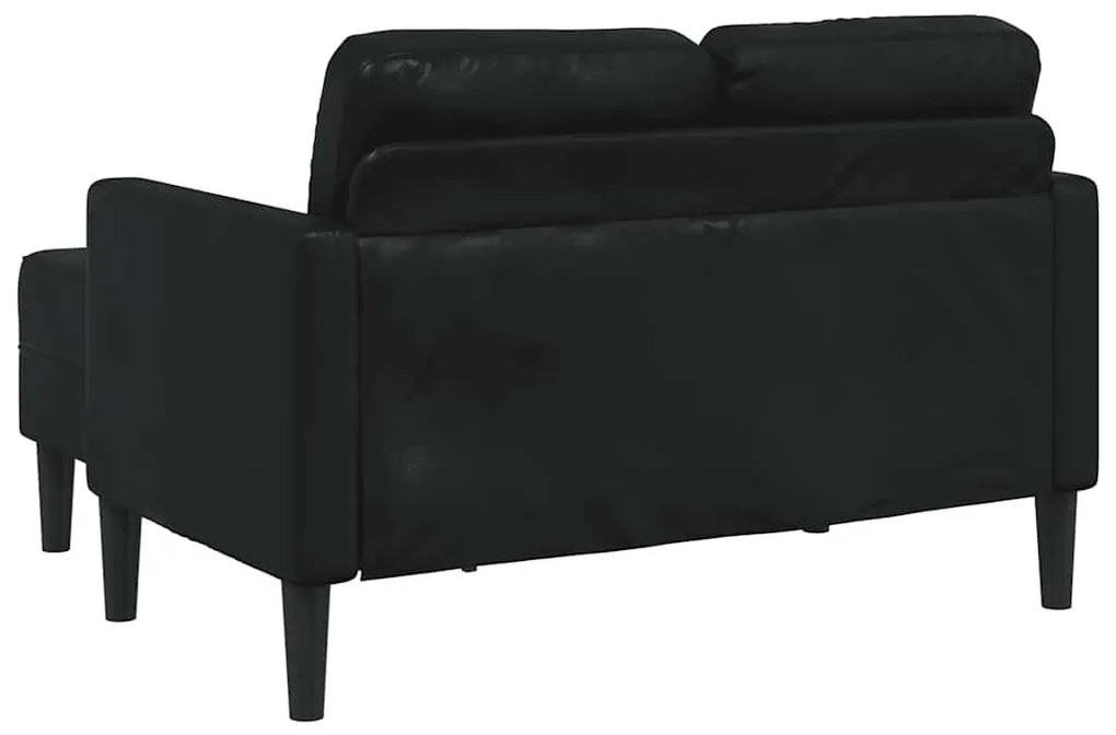 fekete műbőr 2 üléses kanapé L-alakú kanapéval 125 cm