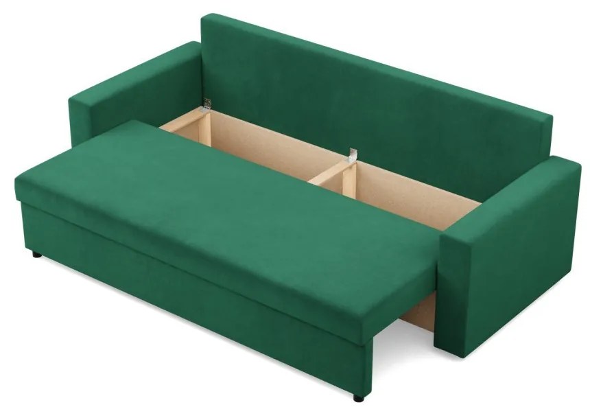 Zeus kanapéágy, bársony, bonell töltet, egyenes kartámasz, zöld