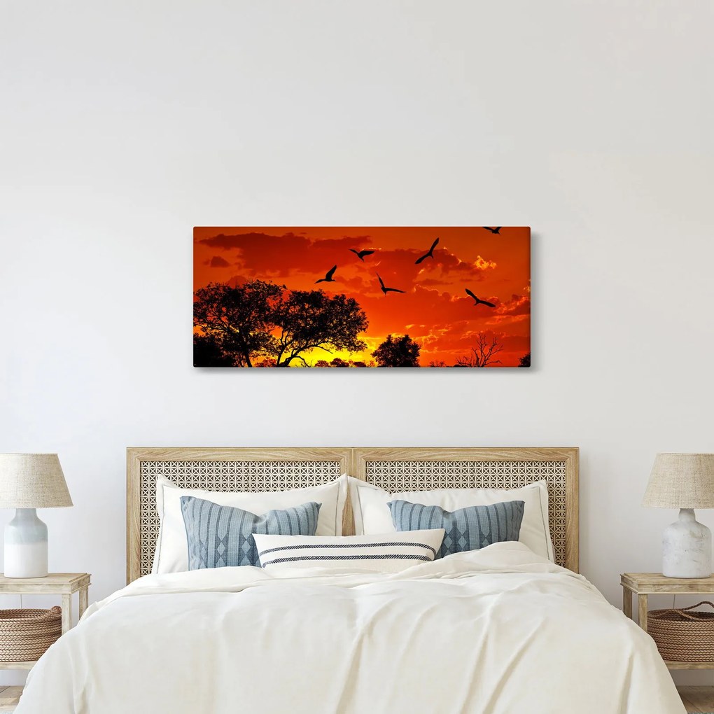 Madarak képe naplementekor (120x50 cm)