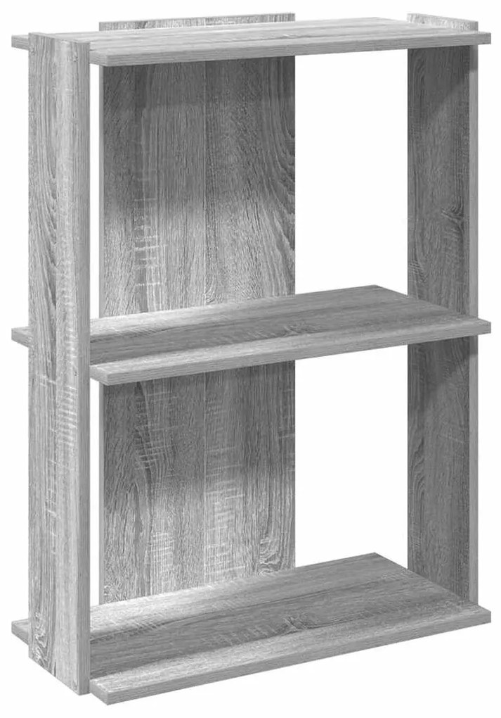 3 szintes szürke sonoma színű szerelt fa könyvespolc 60x30x80cm