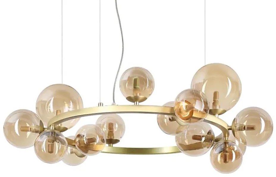 Ideal Lux - LED Csillár zsinóron PERLAGE 14xG9/3W/230V átm. 85 cm arany/füstös