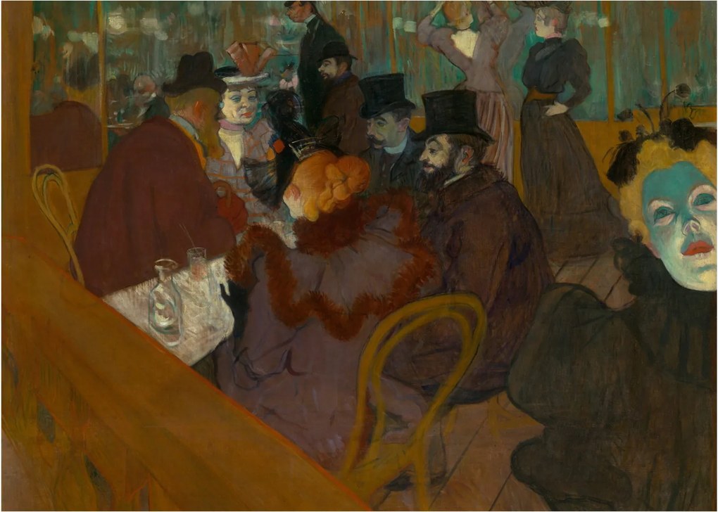 Üveg kép - Henri de Toulouse-Lautrec, At the Moulin Rouge, reprodukciók (70x50 cm)