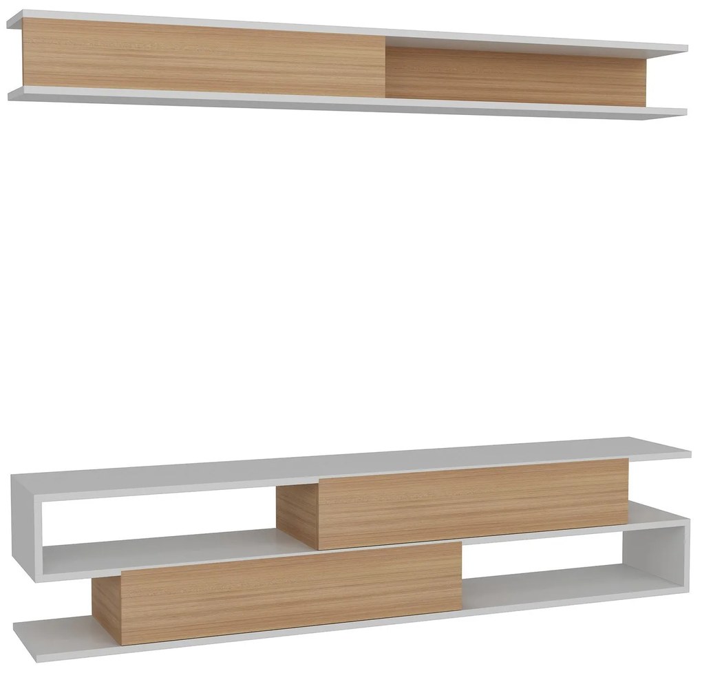 TV szekrény Sims - White, Teak