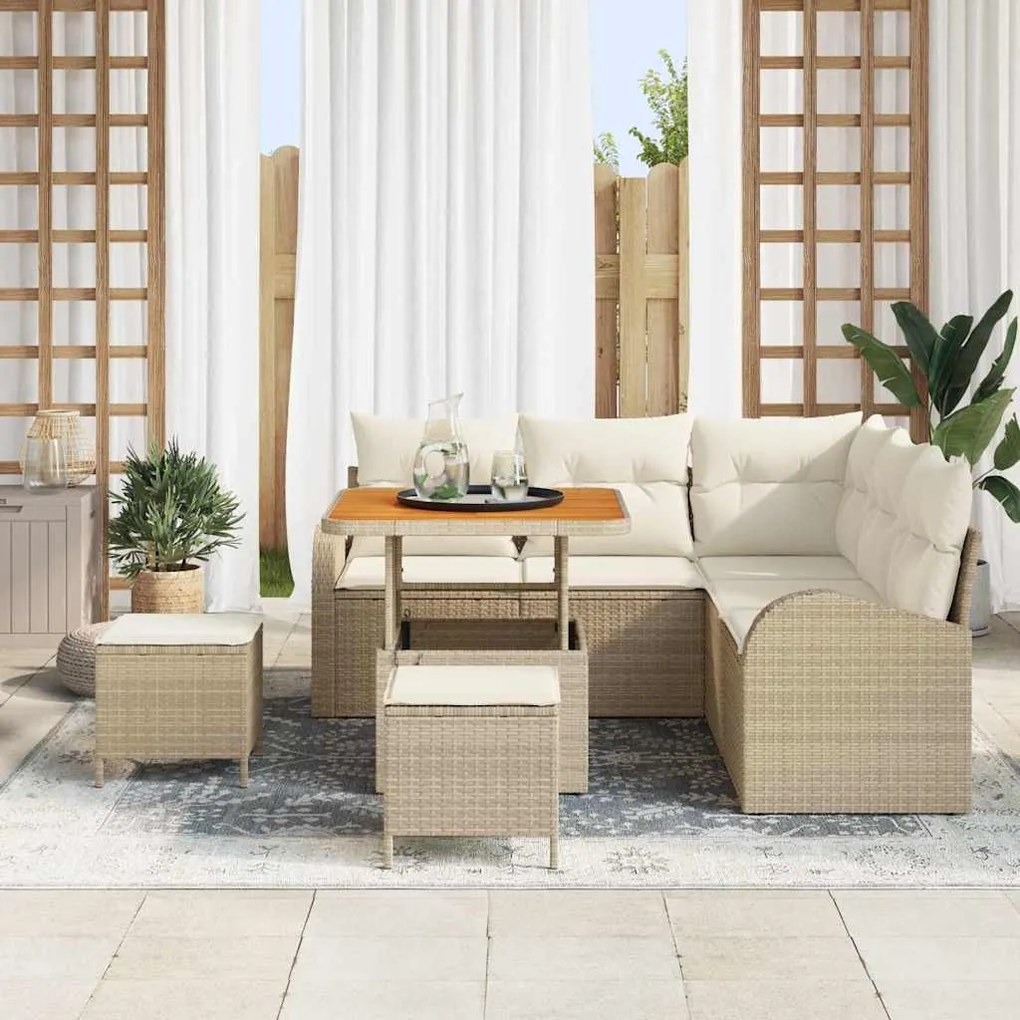 Kerti Kanapé Szett párnával 8 pcs Beige, Krém 80 x 80 x 71 cm
