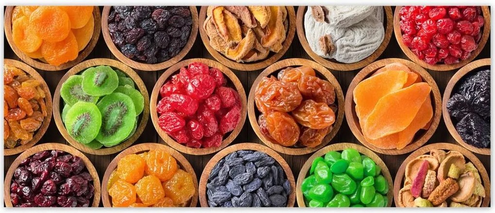 Fotótapéták 250x104 Aszalt gyümölcsök tálakban