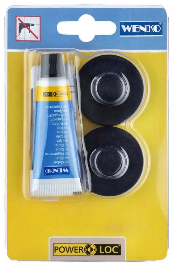 Fekete függő öntapadós fém fürdőszobai kiegészítő szett Classic – Wenko