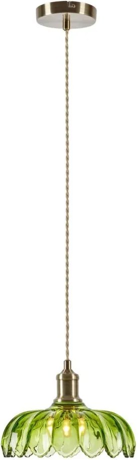 Markslöjd 109177 - KURAGE kábellel függesztett lámpa 1xE27/40W/230V sárgaréz/füstös zöld