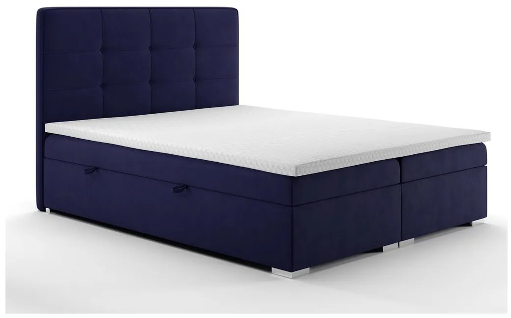 Franciaágy Boxspring 160 cm Loty (sötétkék) (tárolóhellyel). Akció -16%. 1020306
