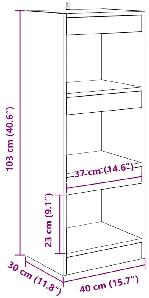 Könyvespolc Régi fa 40 x 30 x 103 cm Faanyag