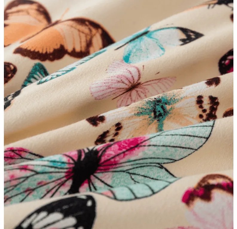 Mikroszálas flanel ágyneműhuzat VIVA BUTTERFLY krémszínű Ágyneműhuzat mérete: 2 db 70 x 90 cm | 200 x 220 cm
