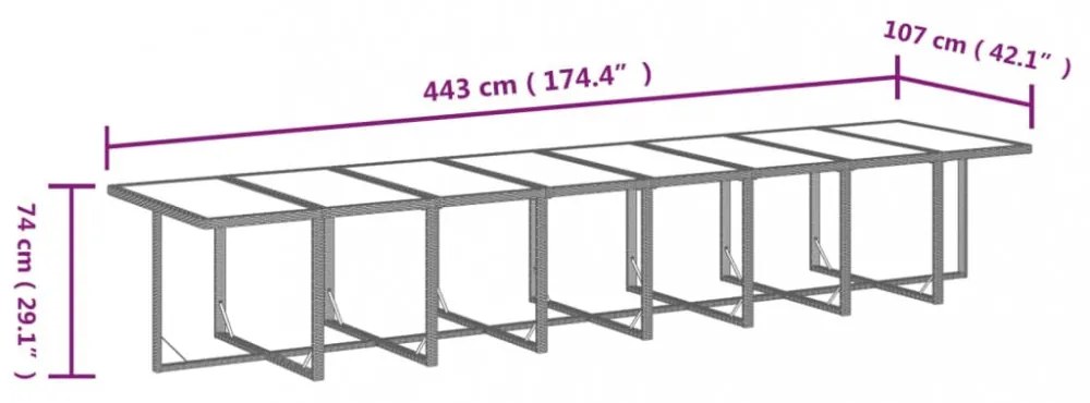 21 részes fekete polyrattan kerti étkezőgarnitúra párnákkal