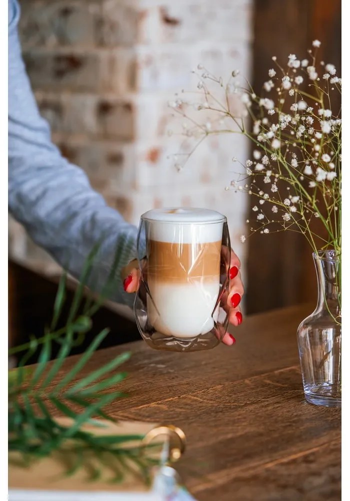 Geo 2 db-os duplafalú lattés pohár készlet, 350 ml - Vialli Design