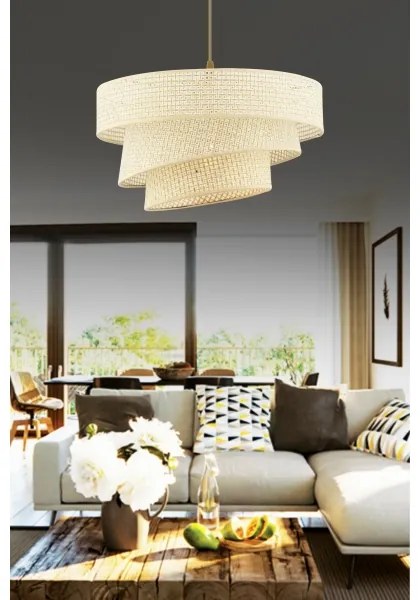 Zsinóros függőlámpa COUPER 1xE27/60W/230V krémszínű