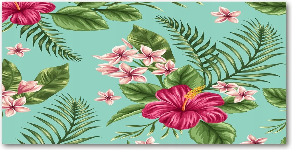 Fotó üvegkép Hawaii virágok 140x70