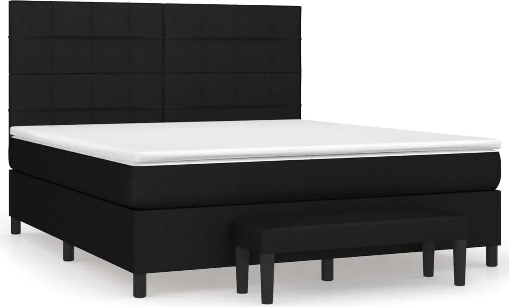 vidaXL fekete szövet rugós ágy matraccal 180 x 200 cm