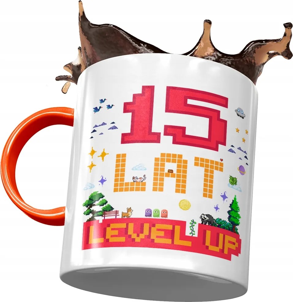 Narancssárga Bögre Születésnapra 15 15. 15. Nyomtatott Fotóval