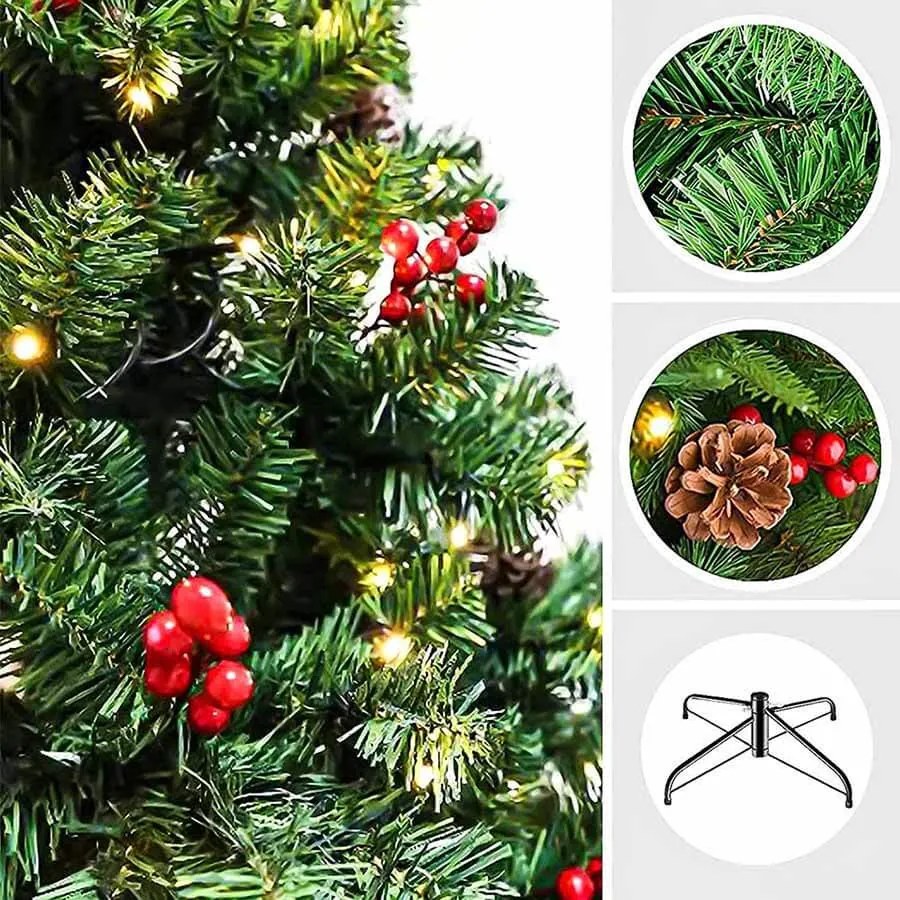 LED-es műfenyő több típusban, melegfehér-100 LED-es, 120 cm