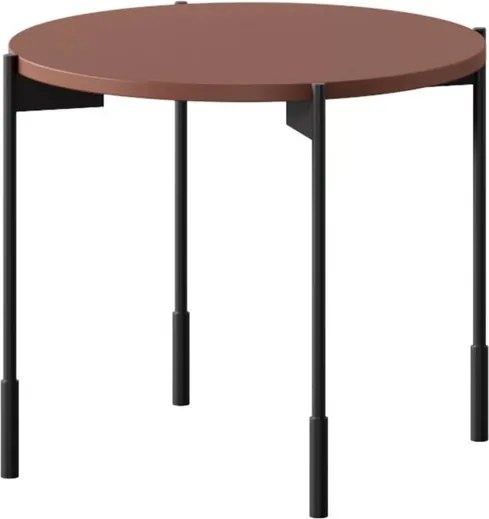 Sonatia dohányzóasztal 60 cm kerek fém lábakkal - bordó
