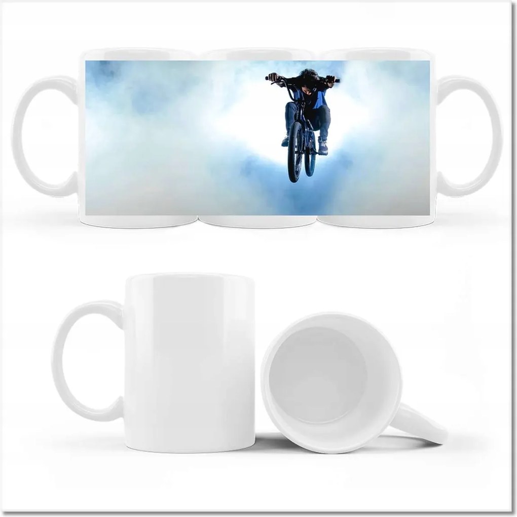 Bmx nyomott mintás bögre Ugráló kerékpár