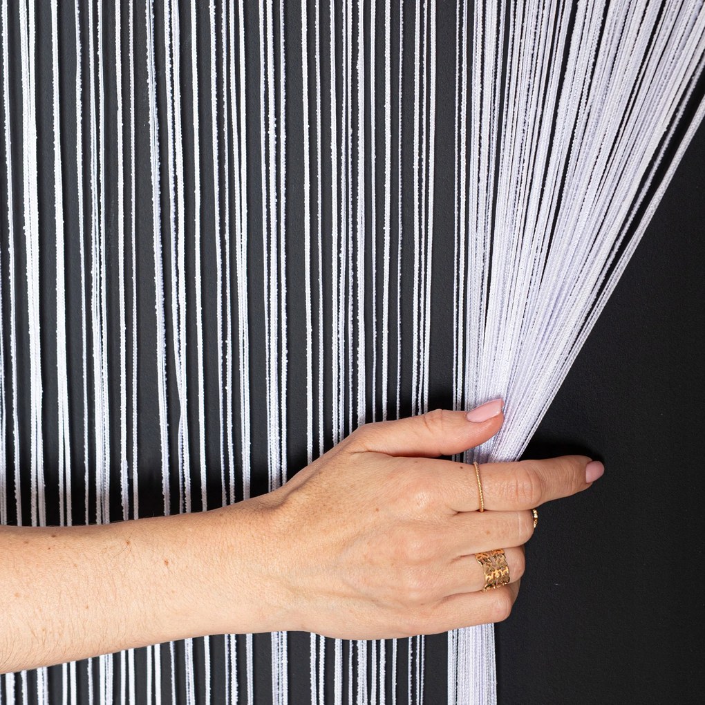 Spagetti jacquard kész 100x250 fehér Fabio