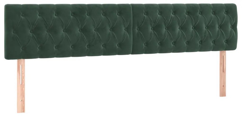 sötétzöld bársony LED-es fejtámla 180 x 7 x 78/88 cm
