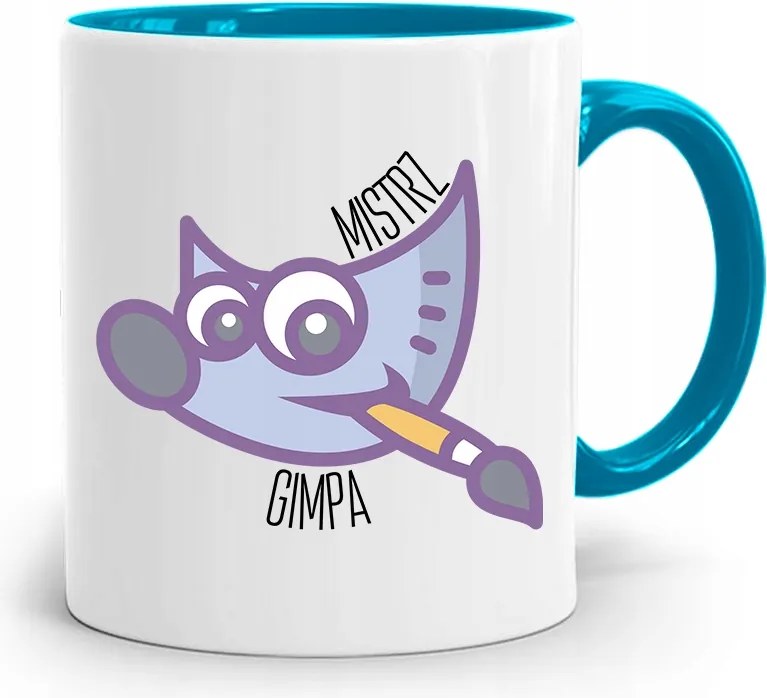Kék Bögre Grafika Gimpa Mester Nyomtatott Fényképpel