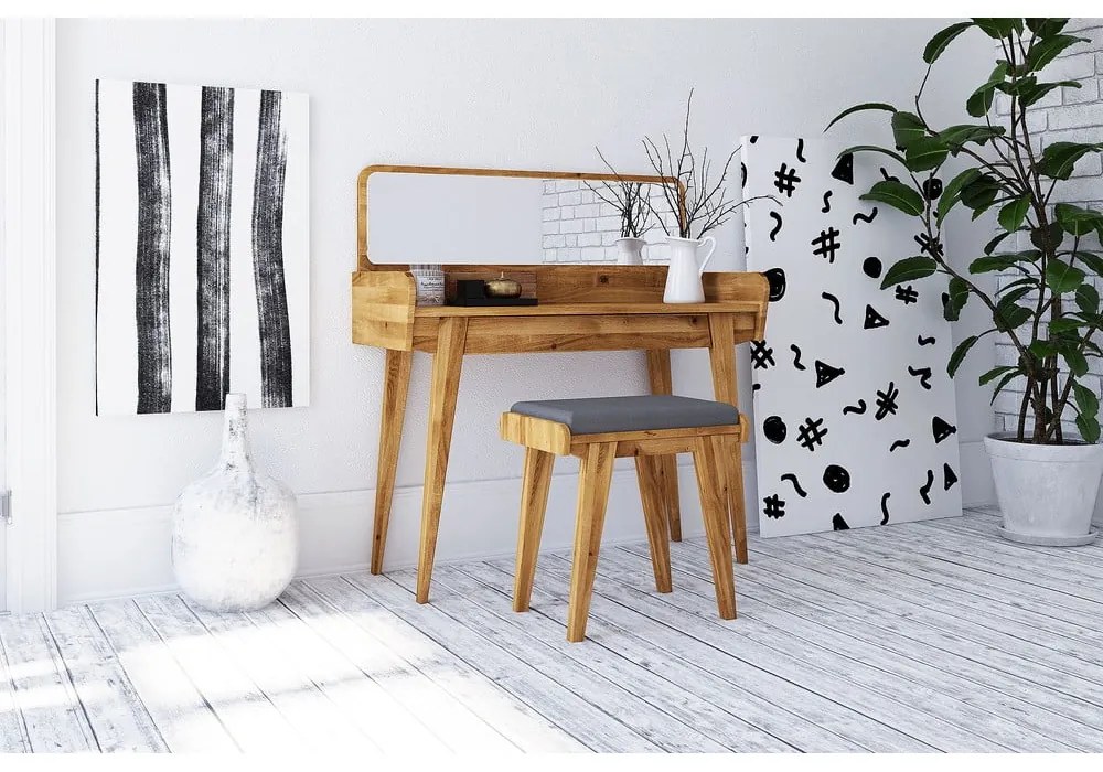 Tölgyfa fésülködőasztal tükörrel 110x45 cm Retro - The Beds