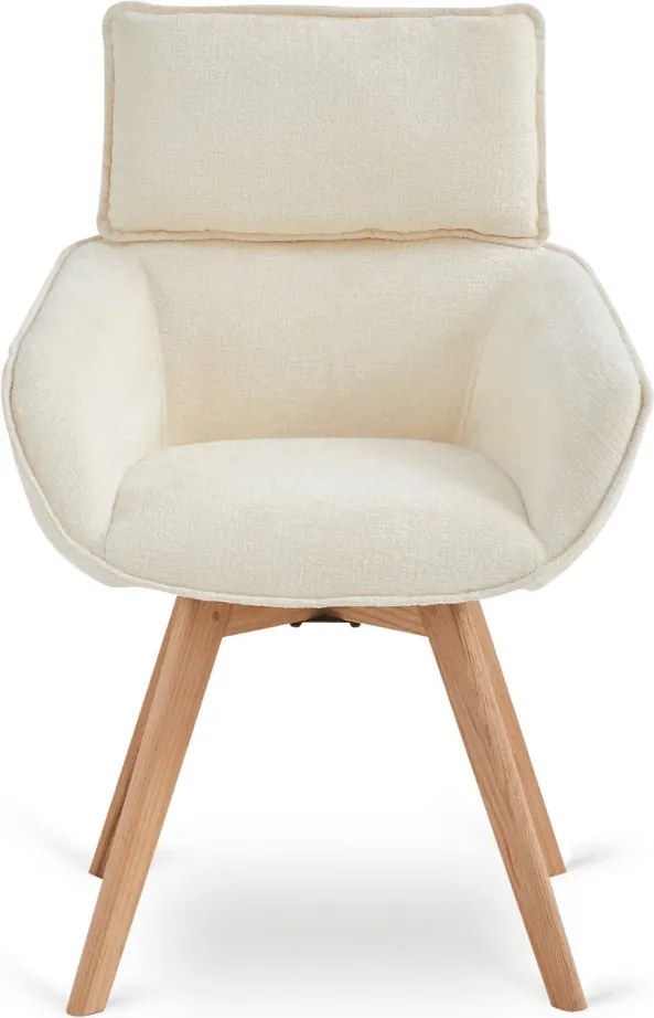 Forgó szék krém színben, bouclé kárpittal, DIAS