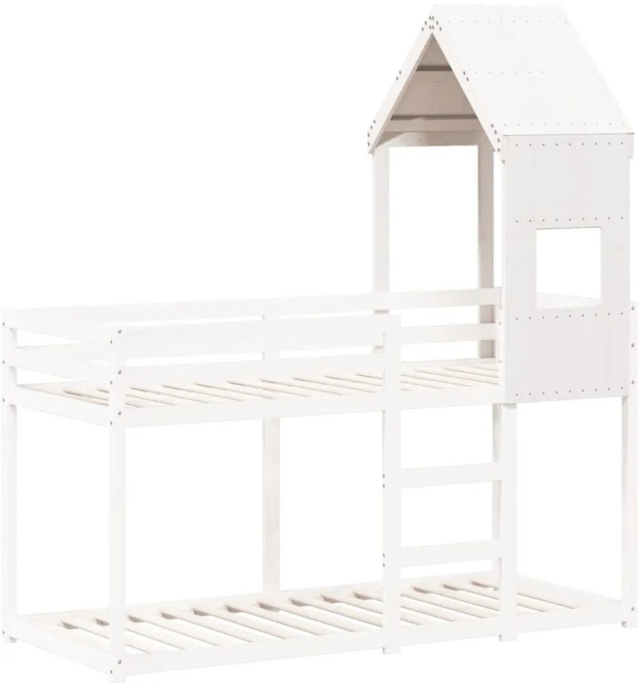 fehér tömör fenyőfa gyerekágytető 55 x 84 x 132 cm