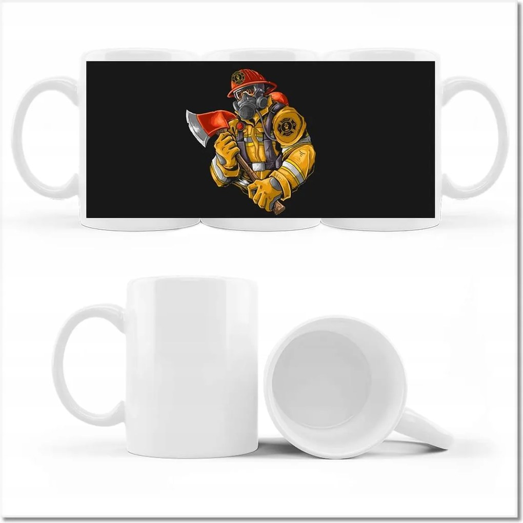 Tűzoltó mintás bögre overálban