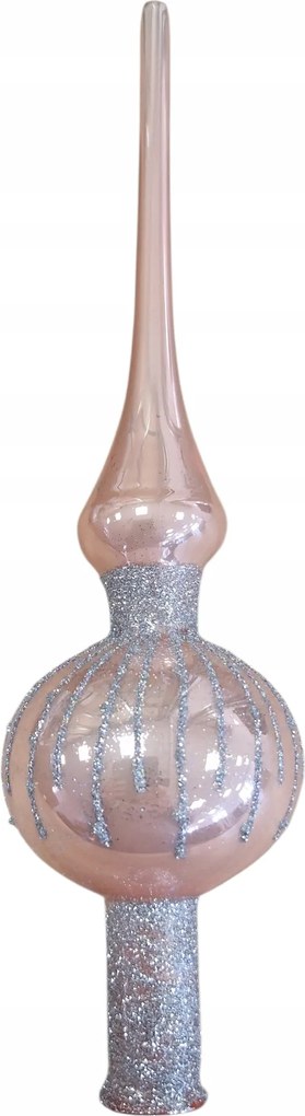 Rózsaszín karácsonyfadísz 28 cm, csillámos spicc