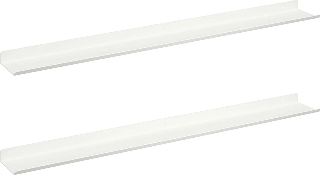 vidaXL Lebegő polc Falra szerelhető 2 pcs Fehér 80 x 9 x 2,5 cm Acél