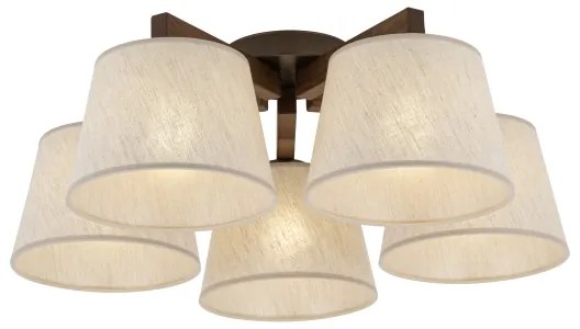 Brilagi - Felületre szerelt csillár LATTE 5xE27/15W/230V fenyő/krémszínű