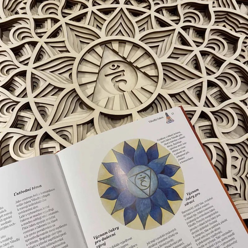 Nagyméretű 3D-s fa falfestmény I. Kommunikáció mandala