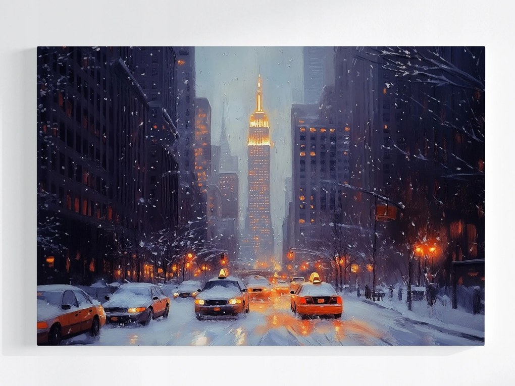 Poszter Város New York Utca Tél Hó Este 60x40