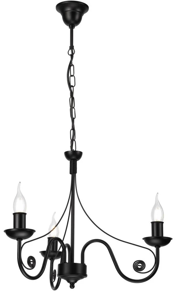 Csillár láncon DONATO 3xE14/40W/230V fekete