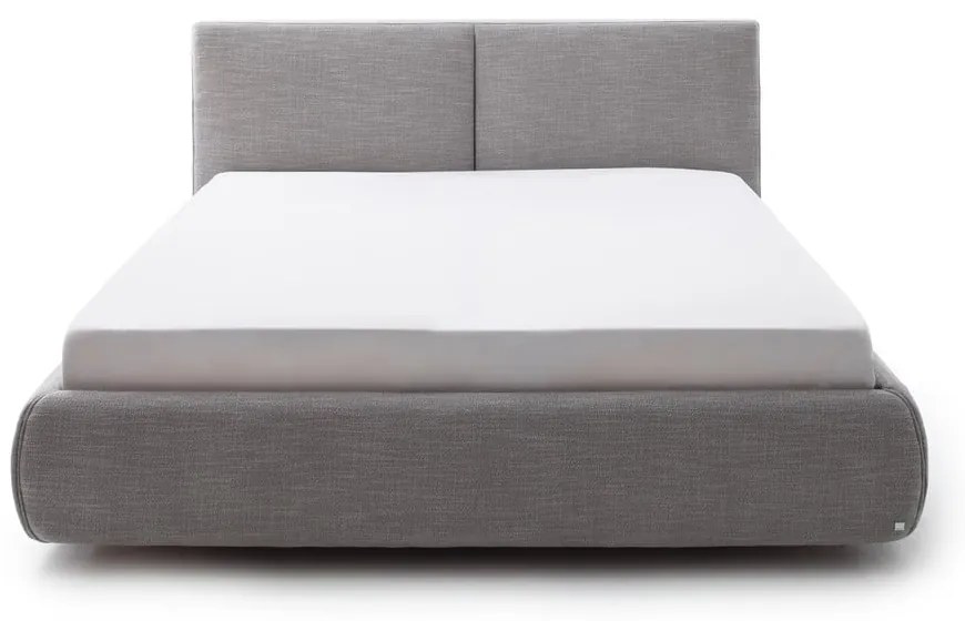Szürke kárpitozott ágyneműtartós franciaágy ágyráccsal 180x200 cm Atesio – Meise Möbel