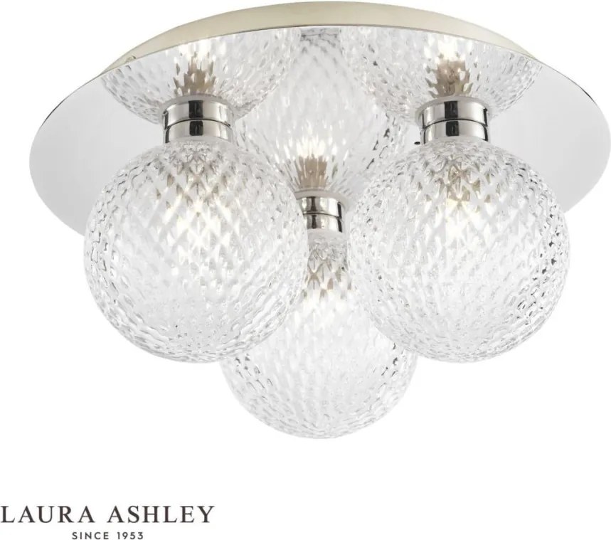 LAURA ASHLEY 3756047-Q PRAGA Modern Mennyezeti Lámpa Fehér, Csiszolt Króm G9 IP44