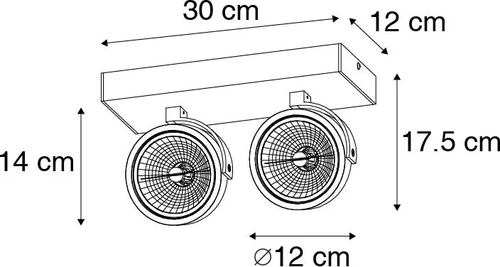 Design spotlámpa fekete állítható 2-lámpás - Go
