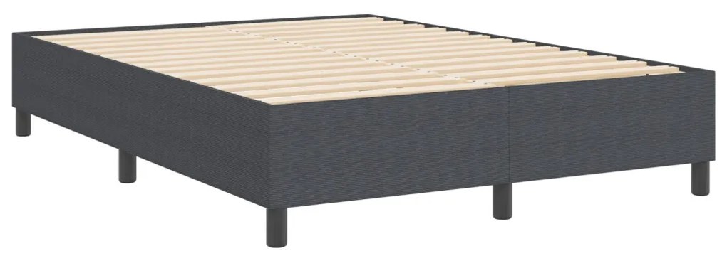 Boxspring Ágy Sötétszürke 140x200 cm Bordás Szövet