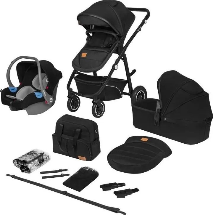 Lionelo - 3 az 1-ben kombinált babakocsi BIANKA Fekete ónix