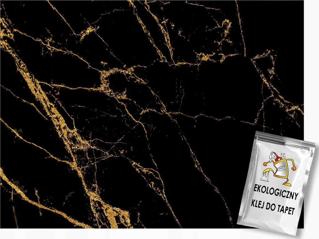 Fotótapéta Flizelina Kő Márvány Fekete Arany Glamour Luxus 200x140 ragasztó