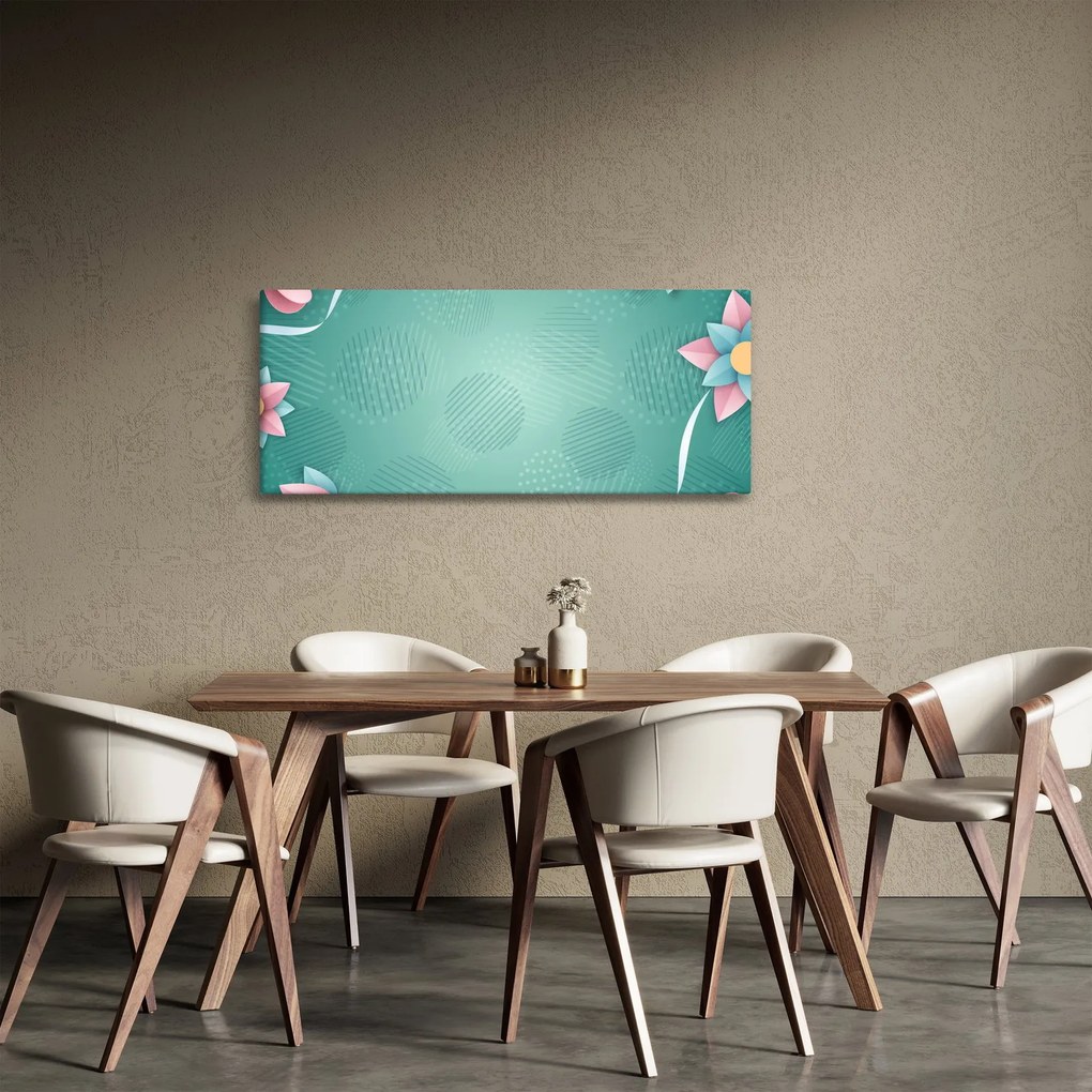 Kép - Körök virággal (120x50 cm)
