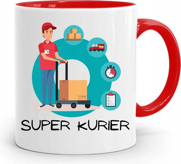 Piros Bögre Futárnak Szuper Futár Ajándék fényképes nyomtatással