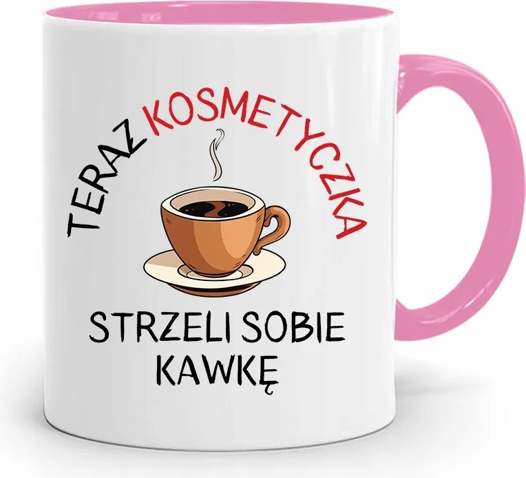 Rózsaszín Bögre Kozmetikusnak, fényképes nyomott mintás