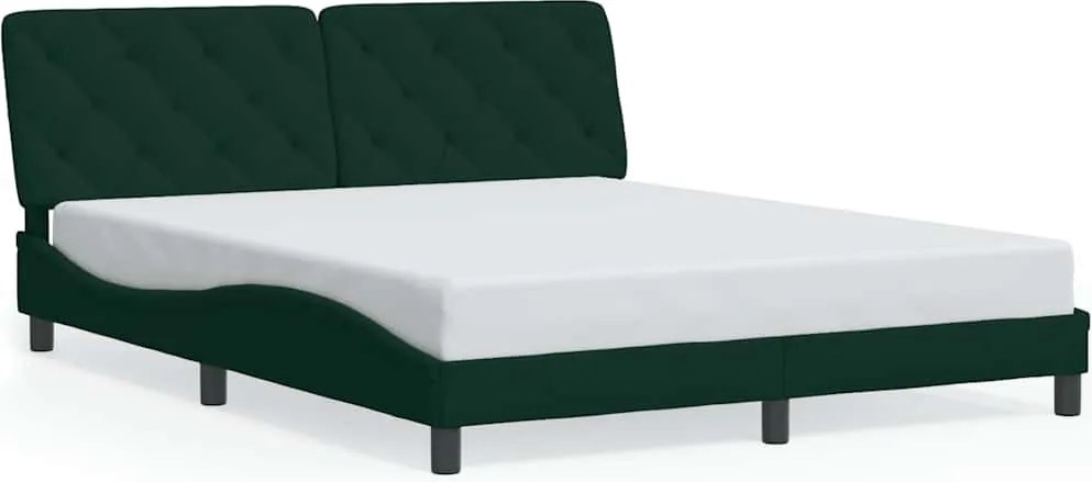 vidaXL sötétzöld bársony ágykeret matrac nélkül 160x200 cm