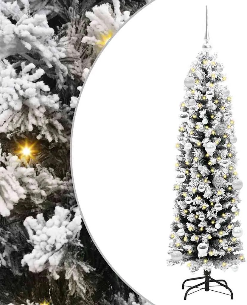 vidaXL Mű karácsonyfa 150 LED-del Zöld 150 cm PVC, acél és műanyag