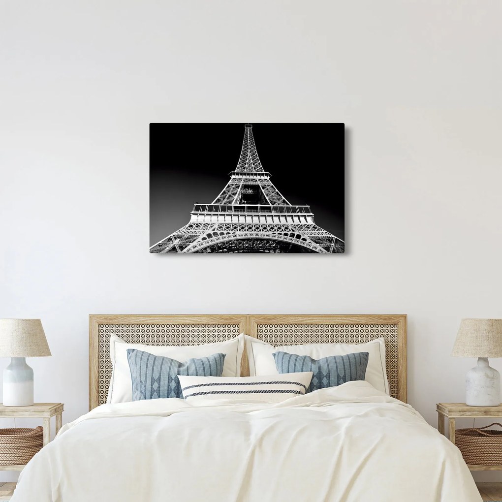 Kép - Eiffel-torony, fekete-fehér (90x60 cm)